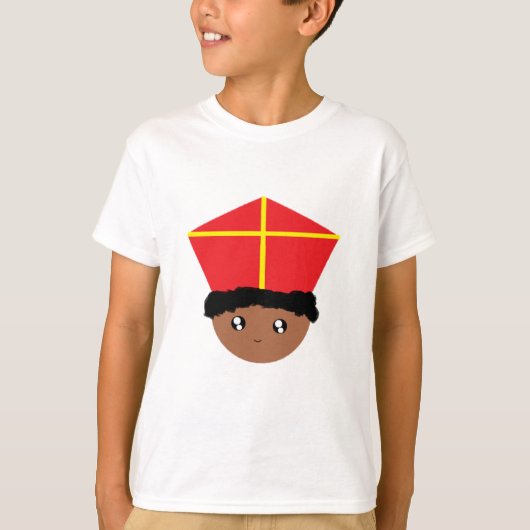Cutieful Kinder Art St. Nicholas Miter Zwarte Piet T-shirt (Voorkant)