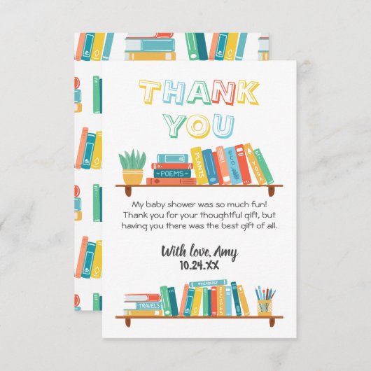 Cuties Book Nerd Threadground Baby shower Bedankkaart (Voorkant / Achterkant)