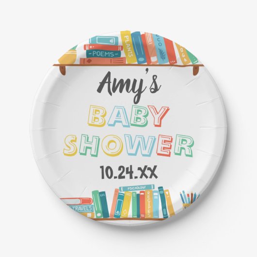 Cuties Book Nerd Threadground Baby shower Papieren Bordje (Voorkant)