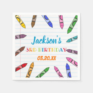 Cuties Crayon Art Paper Colorful Party Birthday Servet