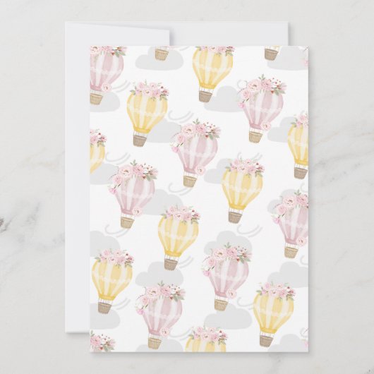 Cuties Flower Hot Air ballonmeisje, 1e verjaardag Kaart (Achterkant)
