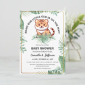 Cuties Greenery Tropical Forest Tiger Baby shower Kaart (Staand voorkant)