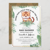 Cuties Greenery Tropical Forest Tiger Baby shower Kaart (Voorkant / Achterkant)
