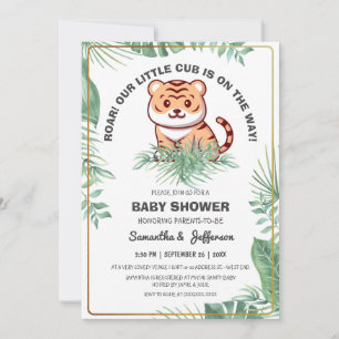 Cuties Greenery Tropical Forest Tiger Baby shower Kaart