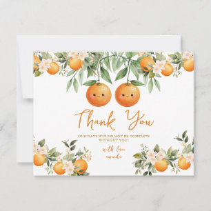 Cuties Orange Twee Kleine Tweelingen Baby Shower B Bedankkaart