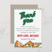 Cuties Pizza Party Red Green Caro 5th Birthday Bedankkaart (Voorkant / Achterkant)