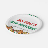 Cuties Pizza Party Red Green Caro 5th Birthday Papieren Bordje (Gekanteld)