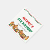 Cuties Pizza Party Red Green Caro 5th Birthday Servet (Hoek)