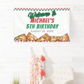 Cuties Pizza Party Red Green Caro 5th Birthday Spandoek (Insitu)