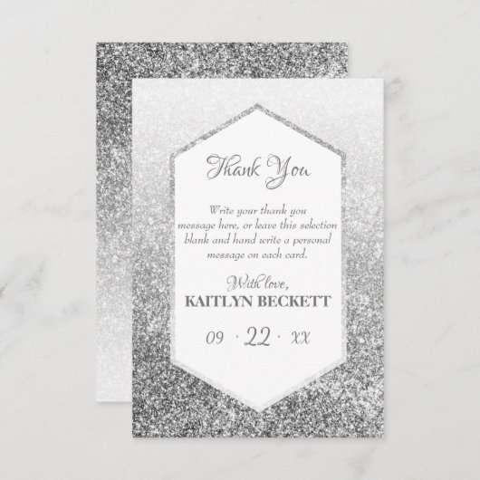 Cuties Sweet 16 Silver Glitter Elegant Birthday Bedankkaart (Voorkant / Achterkant)