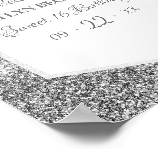 Cuties Sweet 16 Silver Glitter Elegant Birthday Poster (Hoek)