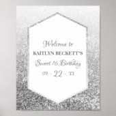 Cuties Sweet 16 Silver Glitter Elegant Birthday Poster (Voorkant)