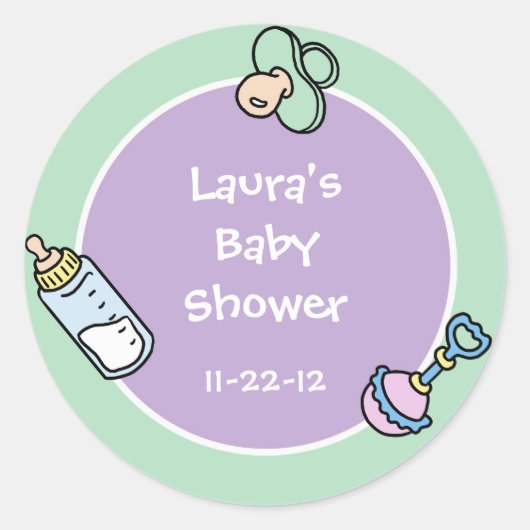 Cutietoots Baby shower Party Favor Sticker (Voorkant)