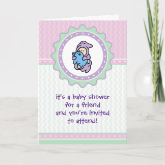 Cutietoots Baby shower Uitnodiging - Roze/Groen