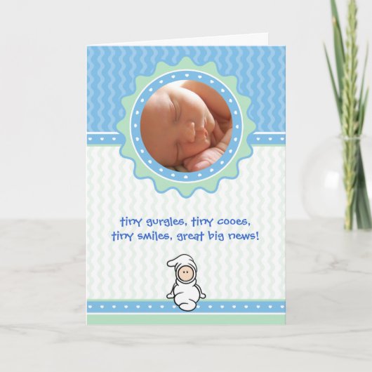 Cutietoots Geboorteaankondiging - Blauw/Groen - Jo Aankondiging (Voorkant)