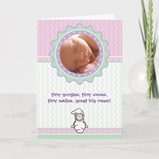 Cutietoots Geboorteaankondiging - Roze/Groen - Mei Aankondiging (Voorkant)