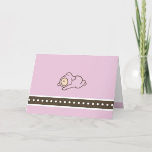 Cutietoots Roze en Bruine Baby Notecard Bedankkaart