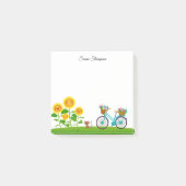 Cutkat en fiets met mand bloemen post-it® notes (Voorkant)