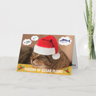 Cutkat en viskerst feestdagen kaart