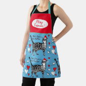 Cutkat kattenkat Merry-Kerstblauw Apron Schort (Insitu)