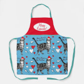 Cutkat kattenkat Merry-Kerstblauw Apron Schort (Voorkant)