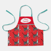 Cutkat kattenkat Merry-Kerstblauw Apron Schort (Voorkant)