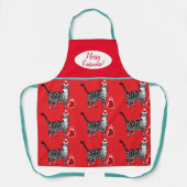 Cutkat kattenkat Merry-Kerstblauw Apron Schort (Voorkant)