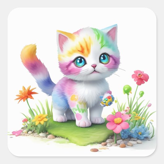 Cutkat Vierkante Sticker (Voorkant)