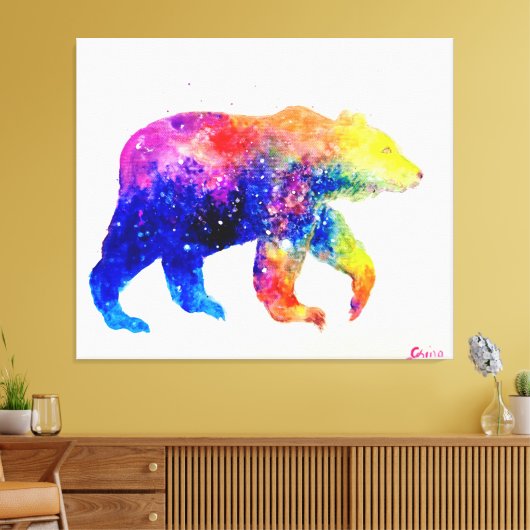 Cutkleurig beer canvas afdruk (Insitu (Woonkamer))