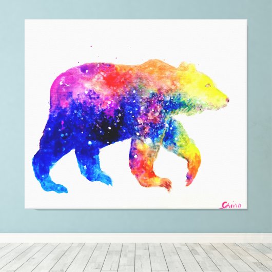 Cutkleurig beer canvas afdruk (Insitu (Houten vloer))