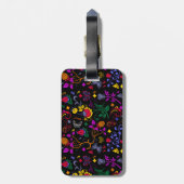 Cutkleurig floreel patroon bagagelabel (Achterkant verticaal)