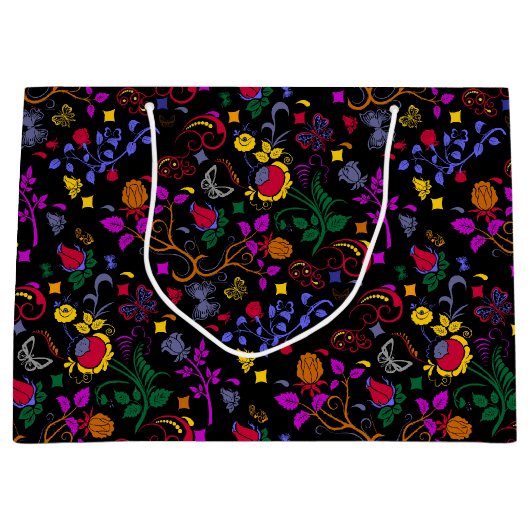 Cutkleurig floreel patroon groot cadeauzakje (Voorkant)