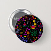 Cutkleurig floreel patroon ronde button 5,7 cm (Voorkant /achterkant)