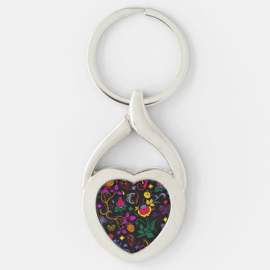 Cutkleurig floreel patroon sleutelhanger (Voorkant)