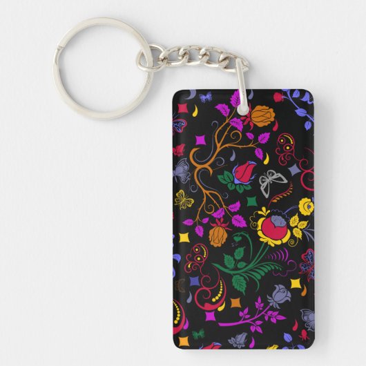 Cutkleurig floreel patroon sleutelhanger (Voorkant)