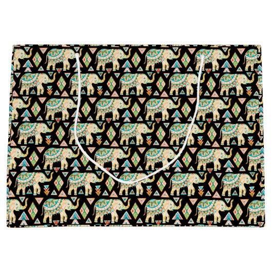 Cutkleurig indianenolifantenpatroon groot cadeauzakje (Voorkant)