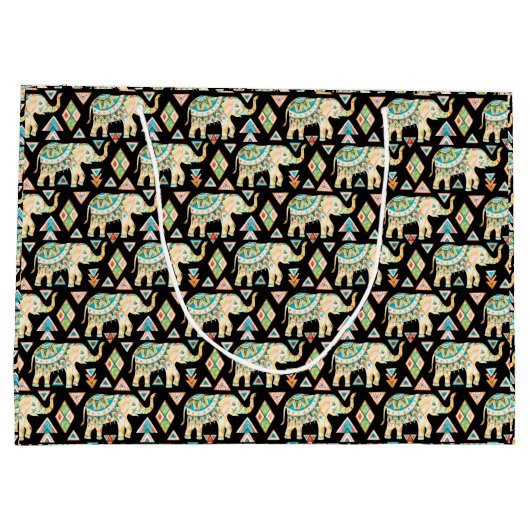 Cutkleurig indianenolifantenpatroon groot cadeauzakje (Achterkant)