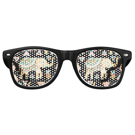 Cutkleurig indianenolifantenpatroon retro zonnebril (Voorkant)