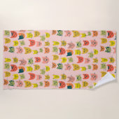 Cutkleurig kattenpatroon in roze strandlaken (Voorkant)