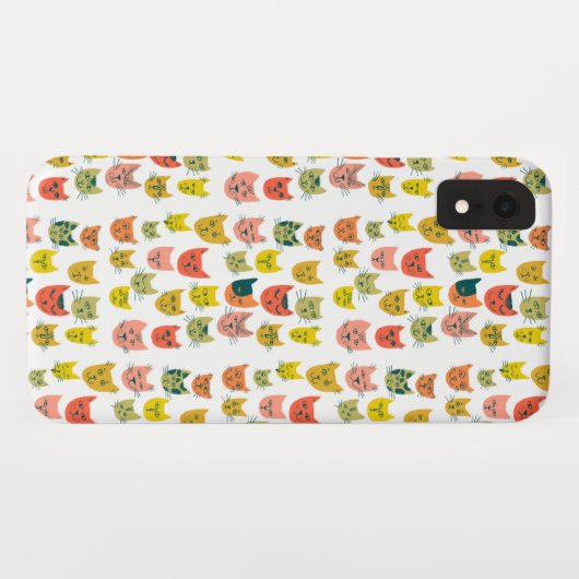 Cutkleurig kattenpatroon op wit Case-Mate iPhone case (Achterkant (horizontaal))