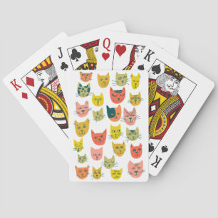 Cutkleurig kattenpatroon op wit pokerkaarten