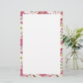 Cutkleurig klassiek floraalpatroon briefpapier (Staand voorkant)