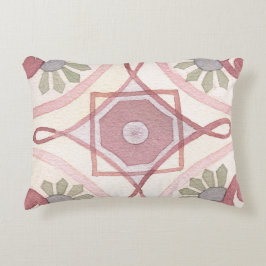 Cutkleurig retropatroon Waterverf roze groen Accent Kussen