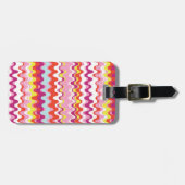 Cutkleurig roze rood abstract golfpatroon bagagelabel (Voorkant horizontaal)