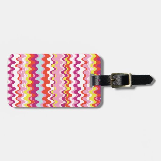 Cutkleurig roze rood abstract golfpatroon bagagelabel (Voorkant horizontaal)