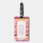 Cutkleurig roze rood abstract golfpatroon bagagelabel (Achterkant verticaal)