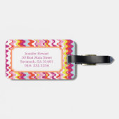 Cutkleurig roze rood abstract golfpatroon bagagelabel (Achterkant horizontaal)