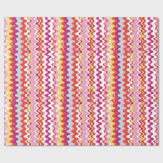 Cutkleurig roze rood abstract golfpatroon cadeaupapier (Vlak)