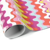 Cutkleurig roze rood abstract golfpatroon cadeaupapier (Rol Hoek)