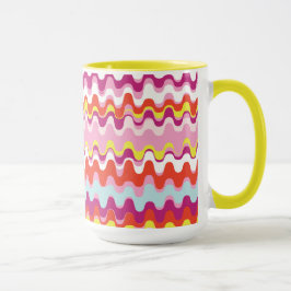 Cutkleurig roze rood abstract golfpatroon mok